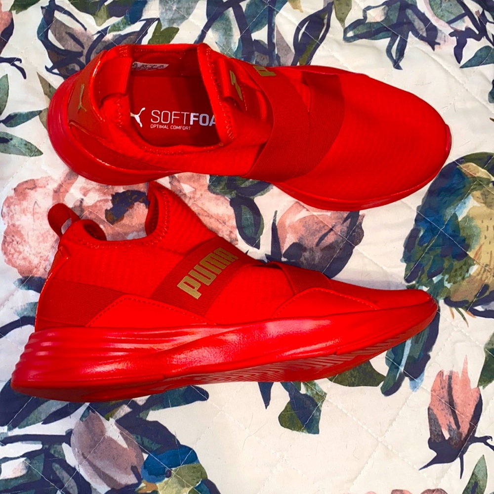 Size 8 Red Pumas Radiant.
